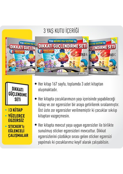 Adeda Yayıncılık Osman Abalı Adeda Neuro Via Dikkati Güçlendirme Seti 3 Yaş + Gelişimsel Hikaye Seti