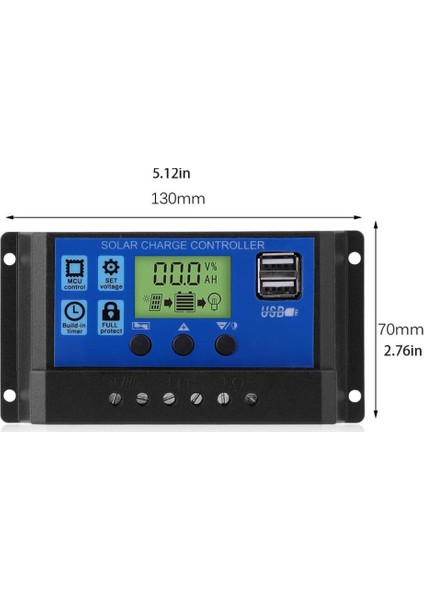 Solar Güneş Paneli Akü Şarj Kontrol Regülatörü 12V/24V 30 Amper