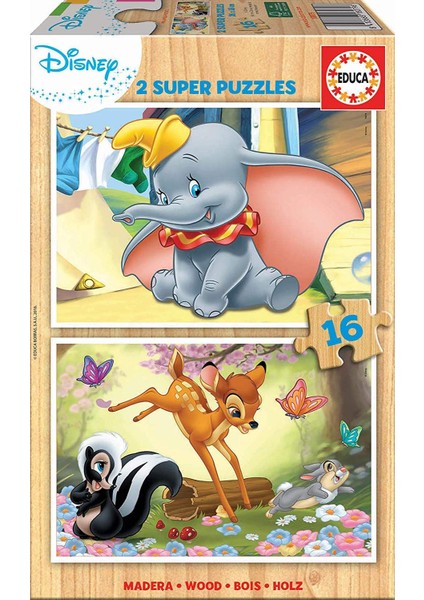 Disney Animals 2X16 Parça Ahşap Çocuk Puzzle