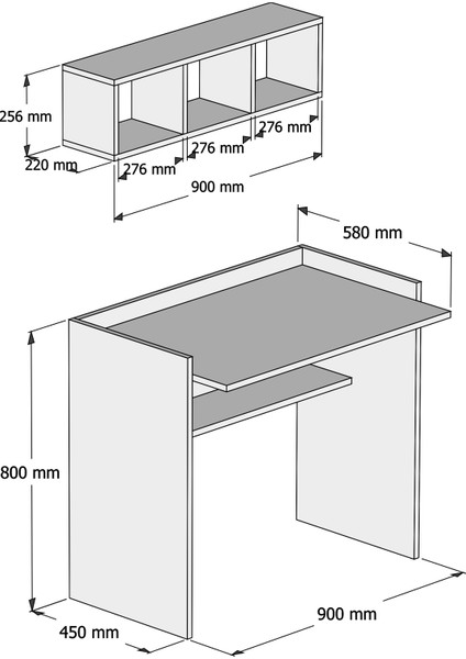 Nakşidil Beyaz Çalışma Masası Raflı 90 cm V1040