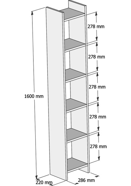 Hüma Geniş Raflı Kitaplık 28,6cm W1040