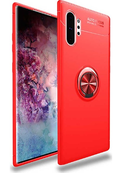 Note 10 Plus Kılıf Autofocus Shockprof Ravel Yüzüklü Standlı Slikon Kapak Kırmızı