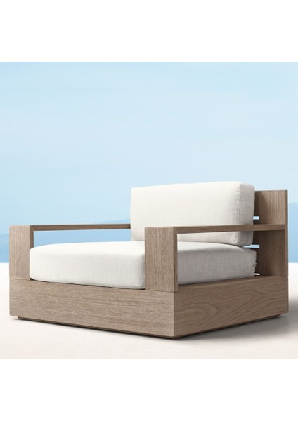 class Venice Modern Doğal Ahşap Tekli Koltuk - Lounge - Sofa - Bahçe - Sedir -Salon - Outdoor - Ofis - Loca - Beach