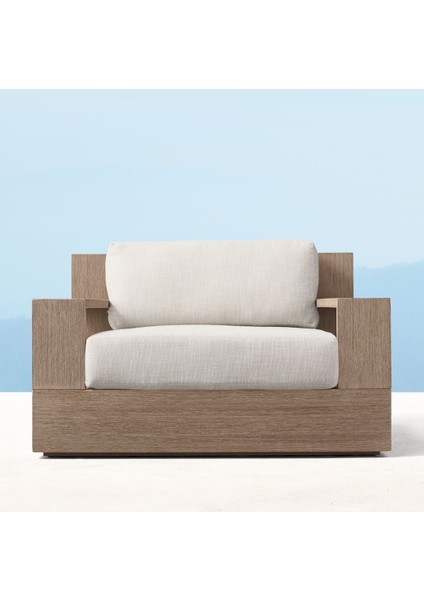 class Venice Modern Doğal Ahşap Tekli Koltuk - Lounge - Sofa - Bahçe - Sedir -Salon - Outdoor - Ofis - Loca - Beach