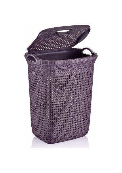 Kirli Çamaşır Sepeti Örgü Model 52 lt Kapaklı