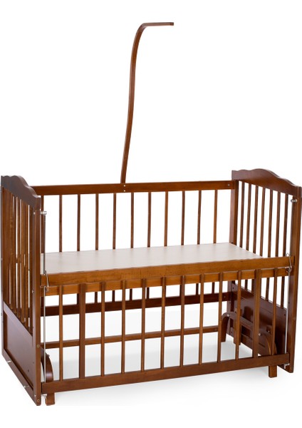 Ahşap Ceviz Renk Anne Yanı Beşik 3 Kademeli Sallanan Ahşap Beşik 60 x 120 cm - Mavi Prens Uyku Setli & Soft Yataklı fırsatları