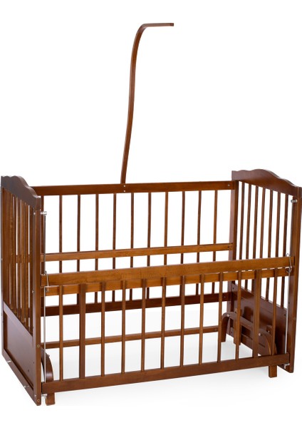 Ahşap Ceviz Renk Anne Yanı Beşik 3 Kademeli Sallanan Ahşap Beşik 60 x 120 cm - Mavi Prens Uyku Setli & Soft Yataklı indirimleri