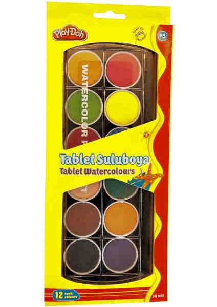 Tablet Sulu Boya 12 Renk 30 mm Çap