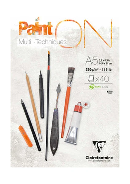 Paint'on Multi-Techniques Karışık Teknik Eskiz Çizim Defteri Blok 250 Gr. 40 Yp. A5