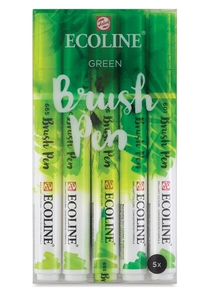 Ecoline Brush Pen Fırça Uçlu Kalem 5 Renk Set Green fiyatları