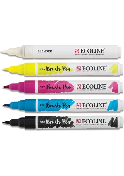 Ecoline Brush Pen Fırça Uçlu Kalem 5 Renk Set Prımary