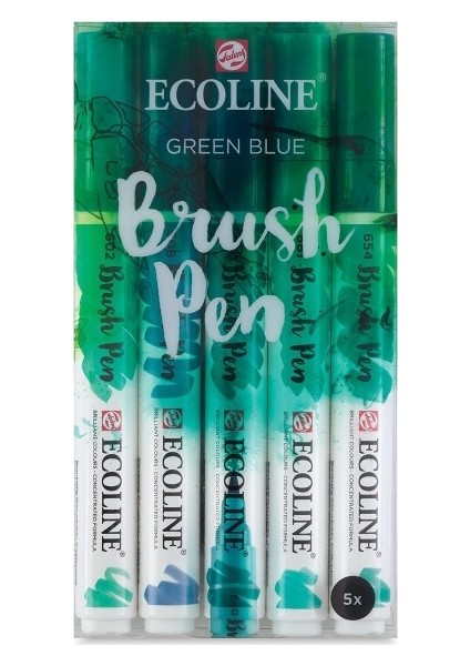 Ecoline Brush Pen Fırça Uçlu Kalem 5 Renk Set Green Blue fiyatları