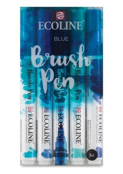 Ecoline Brush Pen Fırça Uçlu Kalem 5 Renk Set Blue fiyatları