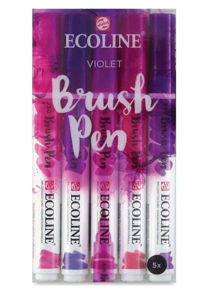 Ecoline Brush Pen Fırça Uçlu Kalem 5 Renk Set Vıolet fiyatları