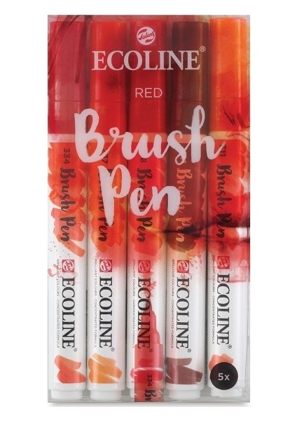 Ecoline Brush Pen Fırça Uçlu Kalem 5 Renk Set Red