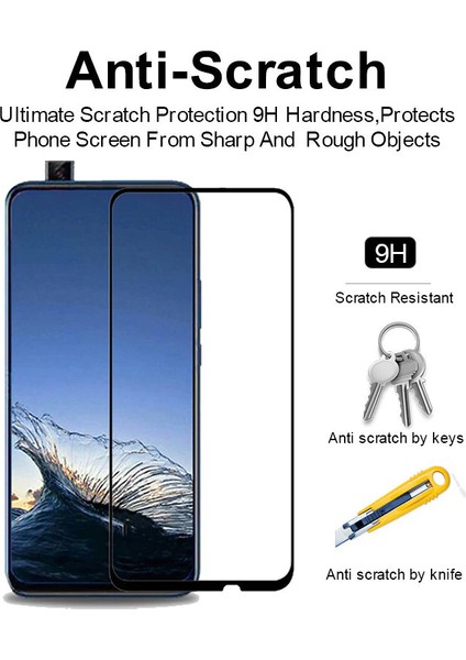 Huawei P Smart Z Tam Kaplayan Temperli Cam Ekran Koruyucu Siyah modelleri