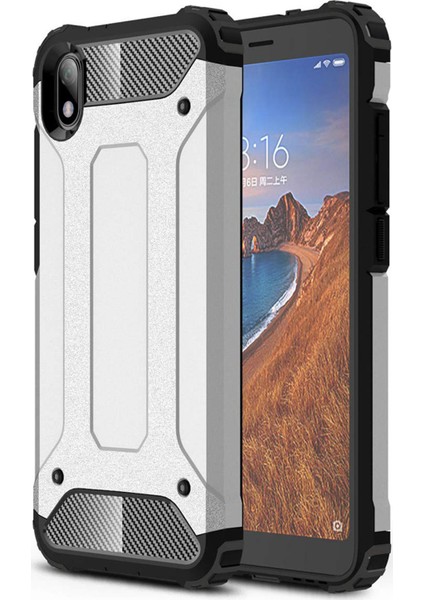 Xiaomi Redmi 7A Kılıf Rugged Armor Gümüş