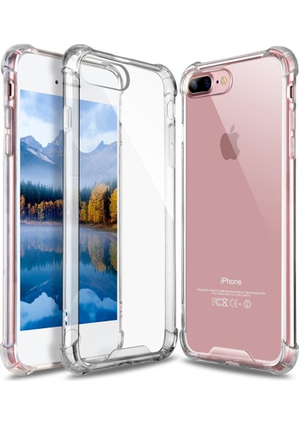 Apple iPhone 7 Plus Ultra İnce Antishock Premium Şeffaf Silikon Kılıf Airbag Arka Kapak