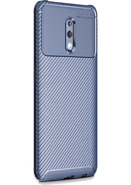 Oppo Reno Kılıf Negro Karbon Dizayn Silikon Lacivert