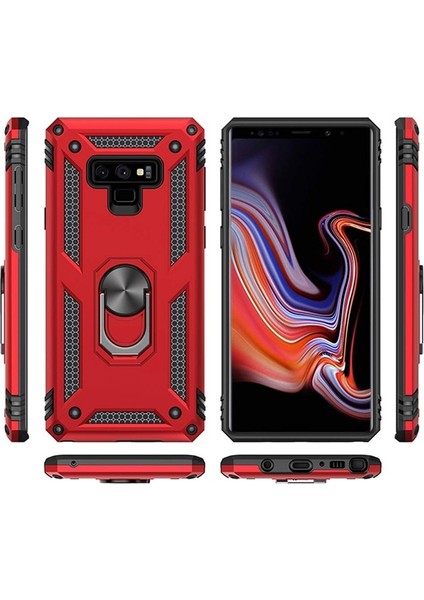 Samsung Galaxy Note 9 Kılıf Çift Katmanlı Tank Yüzüklü Mıknatıslı Vega Kapak Siyah