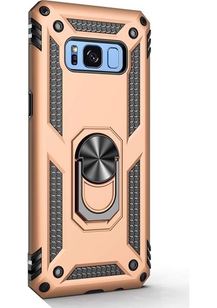 Samsung Galaxy S8 Plus Kılıf Vega Standlı Yüzüklü Mıknatıslı Gold