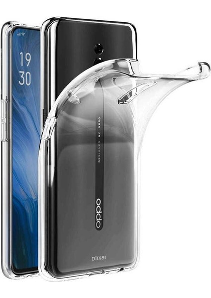 Oppo Reno Kılıf Süper Sillikon Yumuşak Arka Koruma + Nano Glass Şeffaf