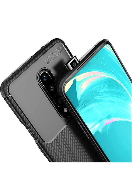 Xiaomi Redmi K20 Kılıf Negro Karbon Dizayn Silikon + Nano Glass Lacivert