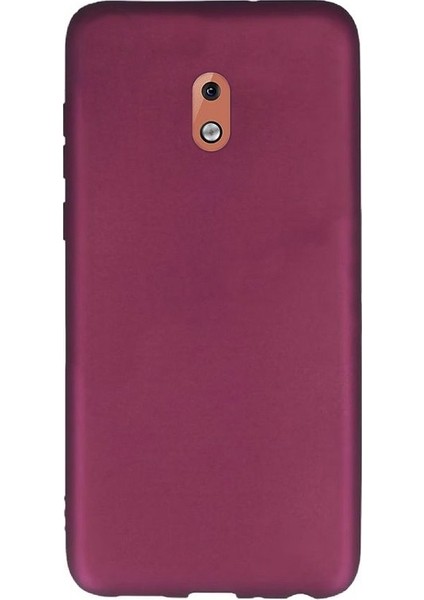 Nokia 1 Plus Kılıf Premier Silikon Esnek Koruma + Nano Glass Mürdüm