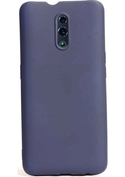 Oppo Reno Kılıf Premier Silikon Esnek Koruma + Nano Glass Lacivert