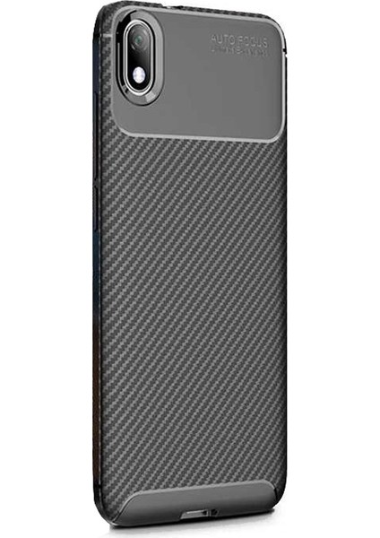 Xiaomi Redmi 7A Kılıf Negro Karbon Dizayn Silikon + Nano Glass Siyah