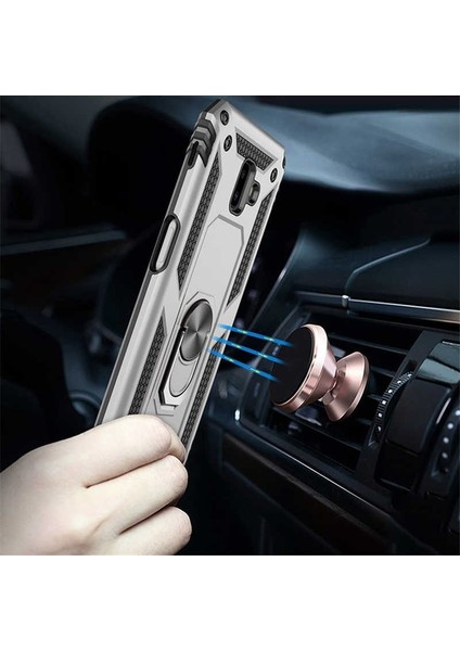 Samsung Galaxy J6 Plus Kılıf Çift Katmanlı Tank Yüzüklü Mıknatıslı Vega Kapak Siyah fiyatları