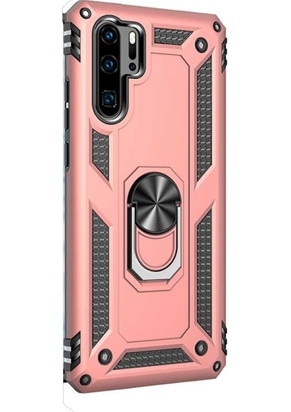 Huawei P30 Pro Kılıf Çift Katmanlı Tank Yüzüklü Mıknatıslı Vega Kapak Bronz