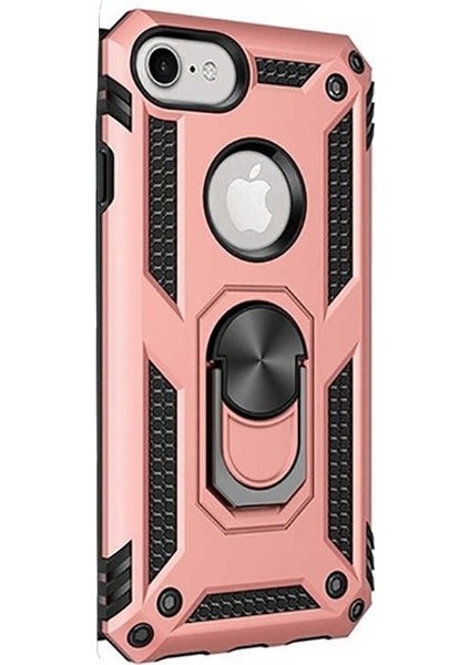 Apple iPhone 7 Kılıf Çift Katmanlı Tank Yüzüklü Mıknatıslı Vega Kapak Bronz