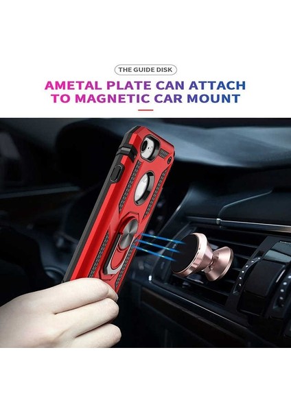 Apple iPhone 8 Kılıf Çift Katmanlı Tank Yüzüklü Mıknatıslı Vega Kapak Lacivert fiyatları