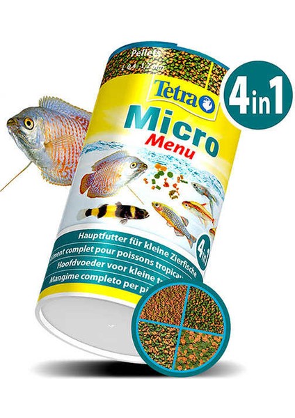 Micro Menü 4in1 (Crisps-Pellets-Sticks-Granules) Yem 65 Gr/100 Ml