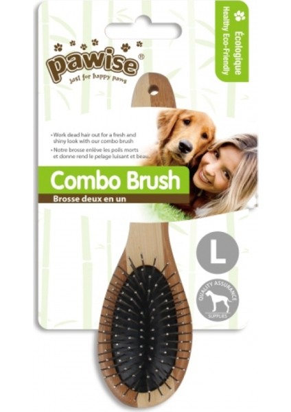 11482 Ahşap Saplı Elips Plastik Uçlu Köpek Tarağı L