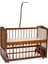 Ahşap Ceviz Renk Anne Yanı Beşik 3 Kademeli Sallanan Ahşap Beşik 60 x 120 cm - Mavi Prens Uyku Setli & Soft Yataklı 4