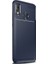 Samsung Galaxy A20e Kılıf Negro Karbon Dizayn Silikon + Nano Glass Lacivert 1
