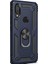 Xiaomi Redmi 7 Kılıf Çift Katmanlı Tank Yüzüklü Mıknatıslı Vega Kapak + Nano Glass Lacivert 1