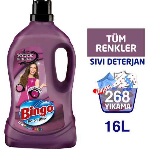 Bingo Onaran Koruma Sıvı Bakım Çamaşır Deterjanı 4 lt 4'lü