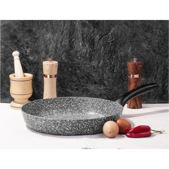 Taç Ultra Granit Derin Tava 30 cm Çizilmelere Dayanıklı Gri Renkli 1 Adet