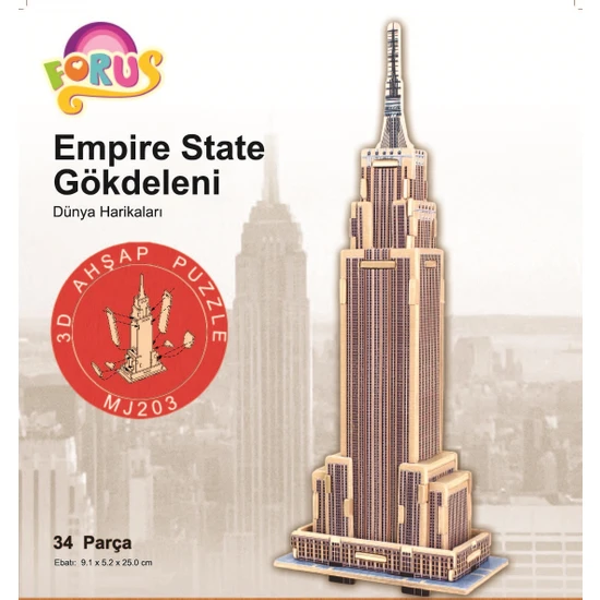 Forus Empire State Gökdeleni 3D Ahşap Puzzle\34 Parça