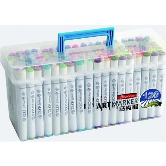 Superior Art Marker Seti Çift Uçlu Grafik Kalemi 120 Renk Plastik Çanta