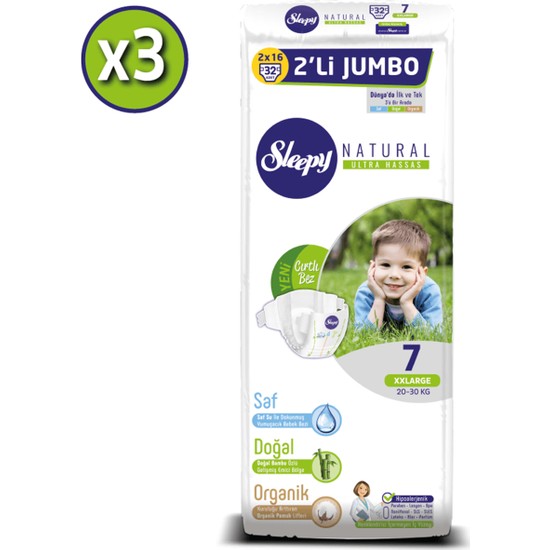 Sleepy Natural Bebek Bezi Ikili Jumbo 7 Numara 32X3 (96 Fiyatı