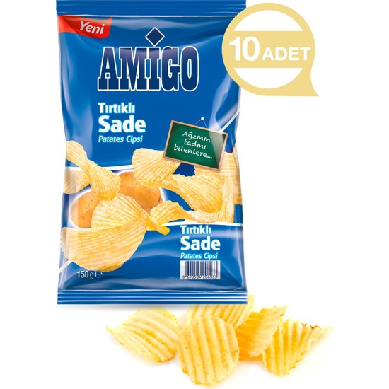 Amigo Tırtıklı Sade Patates Cipsi 150 gr (10 Adet)