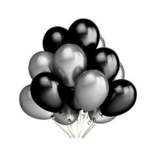 Balon Evi 50 Adet Metalik Sedefli Uçan Balon (Siyah Gümüş Fiyatı