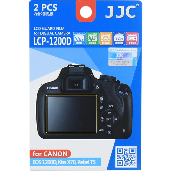 Jjc LCP-1200D LCD Ekran Koruyucu Film 2'li Paket (Canon 1200D, 1300D)