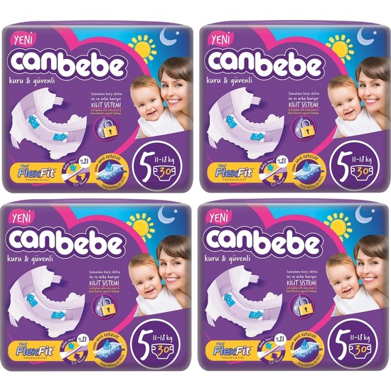 Canbebe Junior 5 Numara 30*4=120 Adet Bebek Bezi Fiyatı