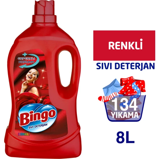 Bingo Renkli Sıvı Bakım Çamaşır Deterjanı 4 lt 2'li