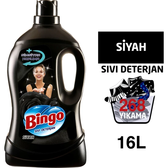 Bingo Siyah Sıvı Bakım Çamaşır Deterjanı 4 lt 4'lü